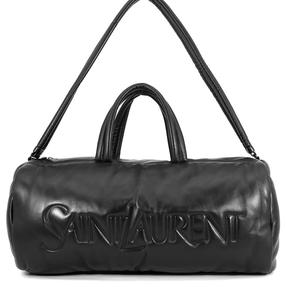 Saint Laurent Paris Boston Bag Wide Puffer Leather Shoulder Black